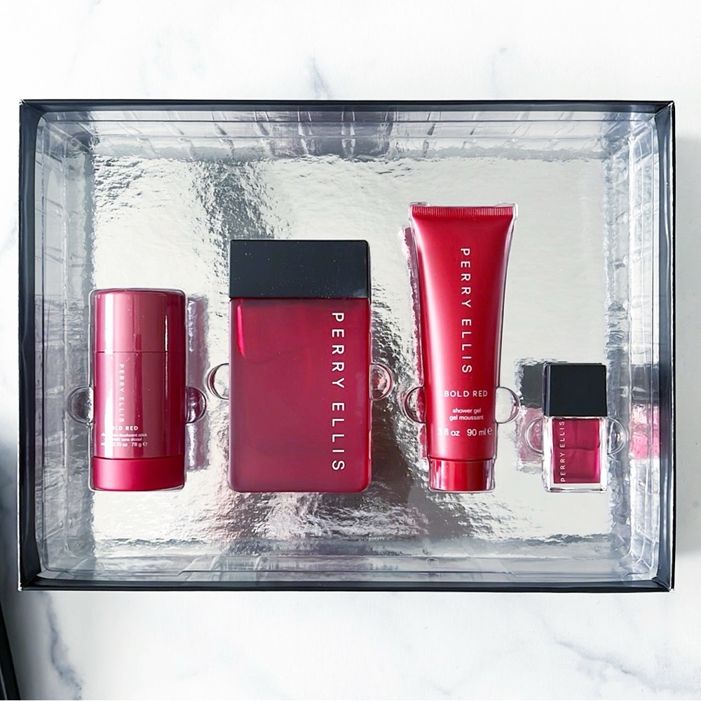Perry Ellis 4-Piece Set BOLD RED For Men, New in Box